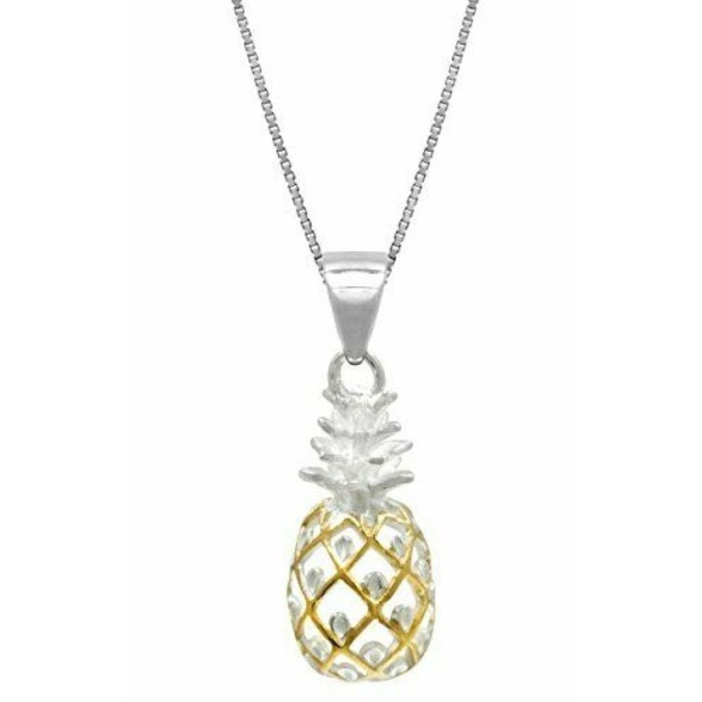 Gold Plated Trim Pineapple Necklace